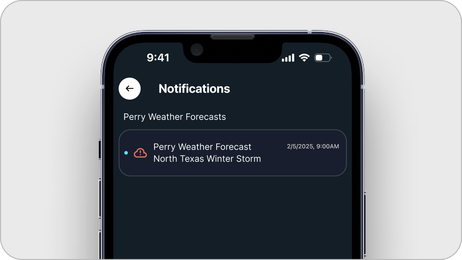 Perry Weather Mobile Proactive Forecast Notification